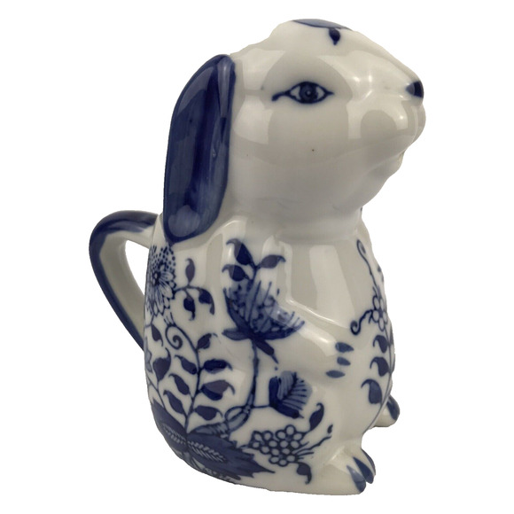 Baum Bros Formalities Bunny Rabbit Creamer Figurine White Blue Porcelain - Picture 1 of 11